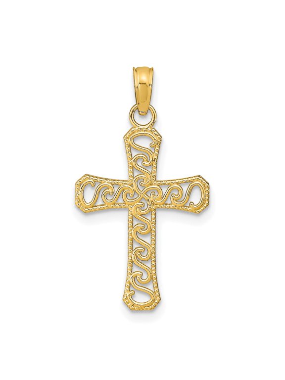 10k Fancy Cross Pendant