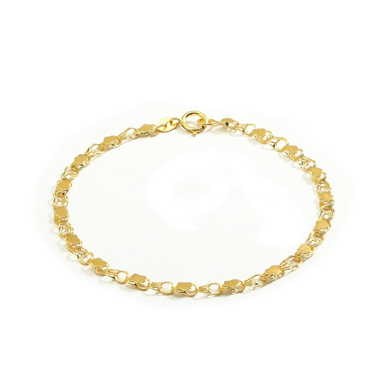 10k Fine Gold Heart Bracelet and Anklet for Women and Girls 0.14