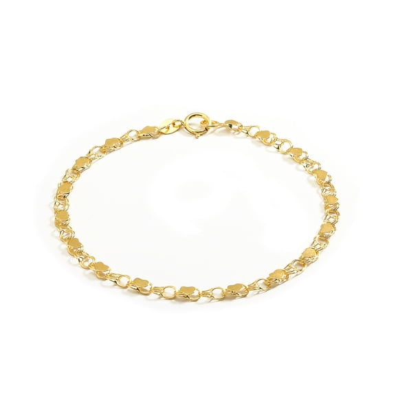 10k Fine Gold Heart Bracelet and Anklet for Women and Girls, (0.14")