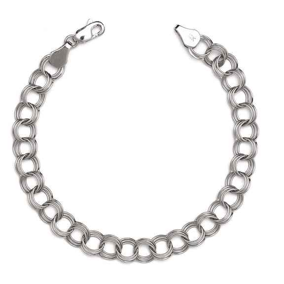 10k Fine Gold Lightweight Hollow Triple Link Charm Bracelet for Women and Girls(0.3")