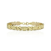 10k Fine Gold Stampato Xoxo Friendship and Relationship Hugs and Kisses Chain Bracelet