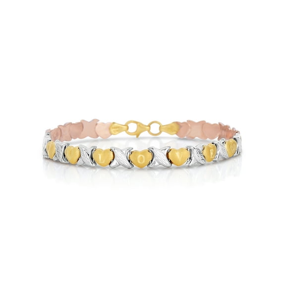 10k Fine Gold Stampato Xoxo X & Heart "I Love You" Chain Bracelet