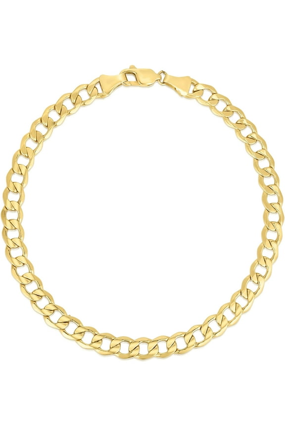 10k Yellow Gold 4mm Solid Curb Cuban Chain Bracelet or Anklet