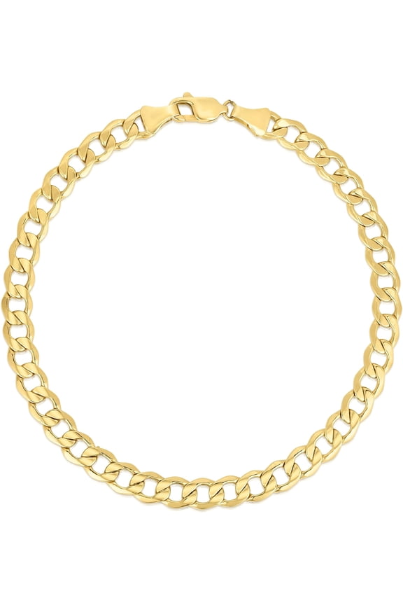 10k Yellow Gold 4mm Solid Curb Cuban Chain Bracelet or Anklet
