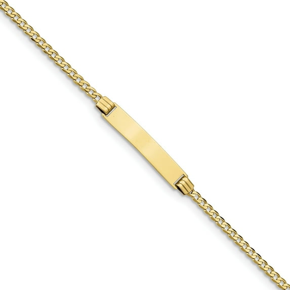 10k Flat Curb Link ID Bracelet in 10k Yellow Gold