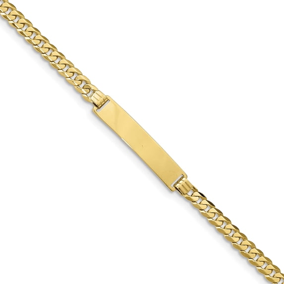 10k Flat Curb Link ID Bracelet in 10k Yellow Gold