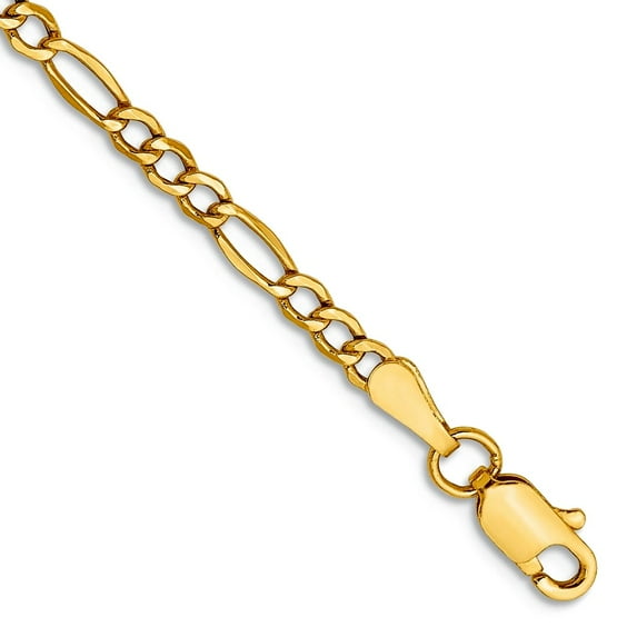 10k Yellow Gold 2.5mm Semi-solid Figaro Chain Bracelet 8 Inch Link Bracelet for Women and Men
