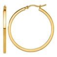 thumbnail image 1 of 10k Solid Yellow Gold 2mm Square Tube Hoop Earrings 35mm Long 2mm Thick Hoop Earring for Women, 1 of 2