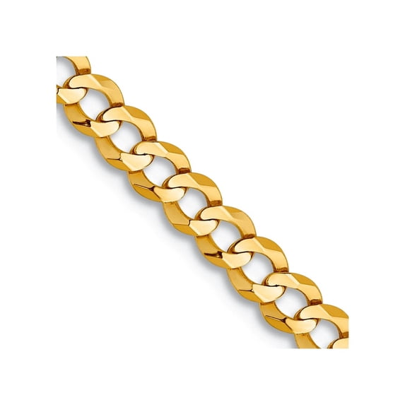 10k Yellow Gold 3.1mm Lightweight Flat Comfort Curb Chain Necklace 18 Inch Chain Necklace for Women and Men