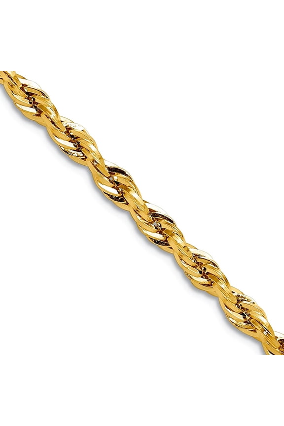 10k Yellow Gold 3.5mm Semi-solid Rope Chain Necklace 20 Inch Chain Necklace for Women and Men