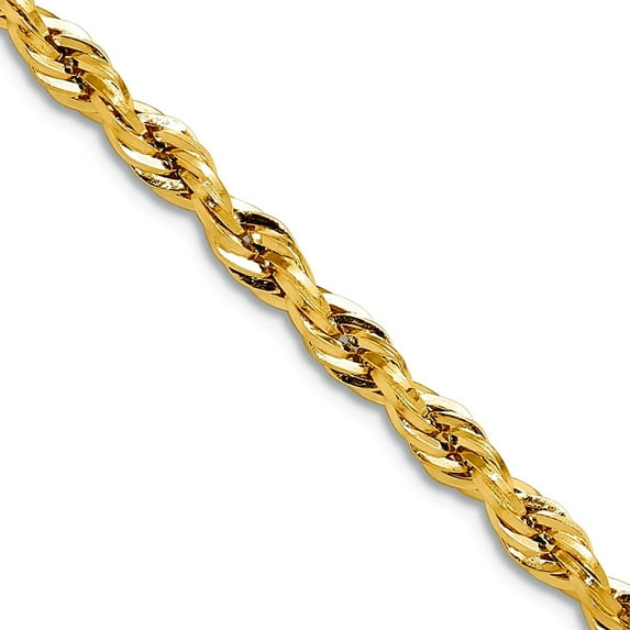 10k Yellow Gold 3.5mm Semi-solid Rope Chain Necklace 26 Inch Chain Necklace for Women and Men