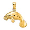 thumbnail image 1 of 10k Gold 3-d Manatee Swimming High Polish Charm Pendant Necklace for Women - 4.5 Grams, 1 of 2