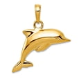 thumbnail image 1 of 10k Gold 3-d Puffed Dolphin Pendant Necklace High Polish 25.5x21mm Wide Pendant for Women, 1 of 2