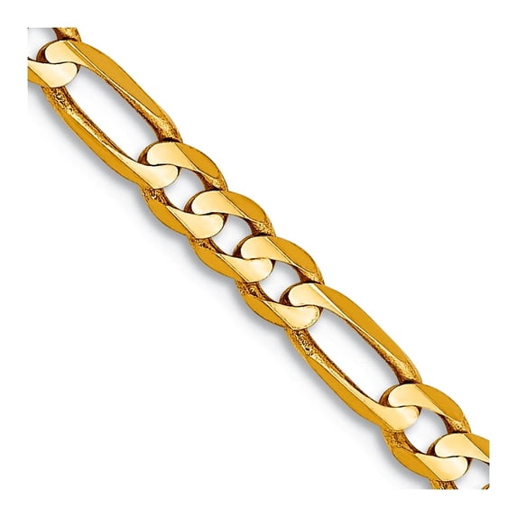 10k Solid Yellow Gold 3mm Concave Figaro Chain Necklace 22 Inch Chain Necklace for Women and Men