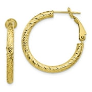 10k Gold 3x20 D/C Round Omega Back Hoop Earrings