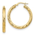 thumbnail image 1 of 10k Solid Yellow Gold 3x20 Sparkle-Cut Round Hoop Earrings 28x25mm Wide 3mm Thick Hoop Earring for Women, 1 of 2