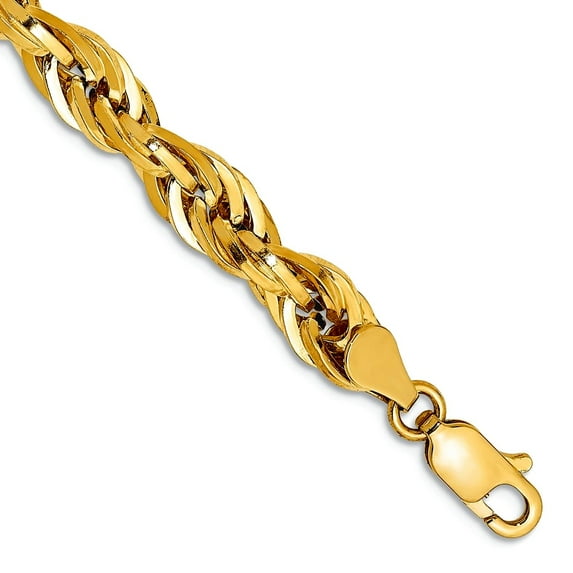 10k Yellow Gold 5.4mm Semi-solid Rope Chain Bracelet 9 Inch Link Bracelet for Women and Men