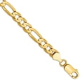 thumbnail image 1 of 10k Solid Yellow Gold 6mm Concave Open Figaro Chain Bracelet 9 Inch Link Bracelet for Women and Men, 1 of 2