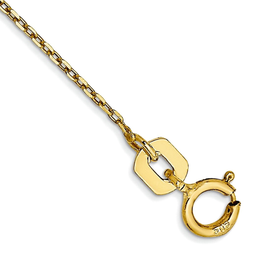 10k Solid Yellow Gold .8mm Sparkle-Cut Cable Chain Anklet 10 Inch Anklet for Women and Men