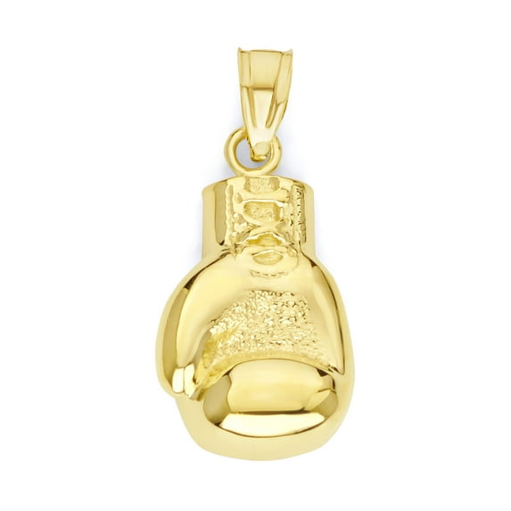 Golden Fire Solid 10k Gold Boxing Glove Pendant - Sports Jewelry for Men