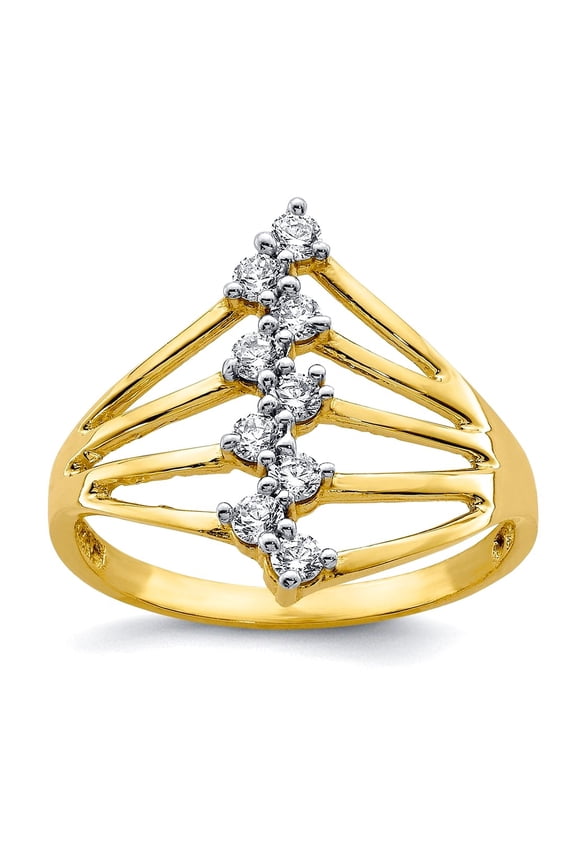 10k Solid Gold Cubic Zirconia 9-stone Ring Size 7.00 Ring for Women