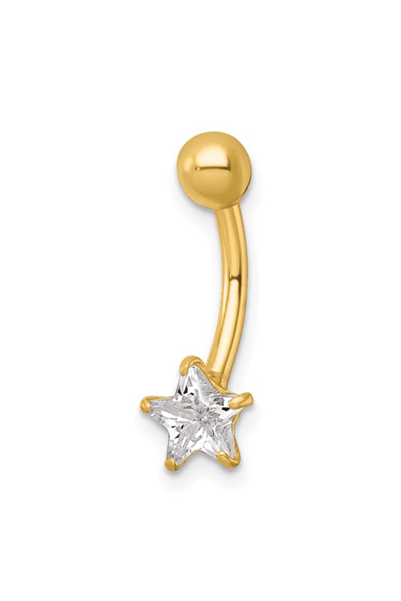 10K Yellow Gold Cubic Zircon Star Navel Ring