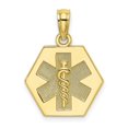 thumbnail image 1 of 10k Gold Caduceus Medical Disc Engraveable Charm 17.75x14.3mm Wide Pendant Necklace for Women, 1 of 2