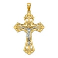 thumbnail image 1 of 10k Gold Crucifix Cut-out With White Religious Faith Inspiration Jesus 42.1x19mm Wide Pendant Necklace for Women, 1 of 2
