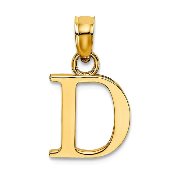 10k Gold D Block Letter Name Personalized Monogram Initial High Polish Charm 9x8.7mm Wide Pendant Necklace for Women