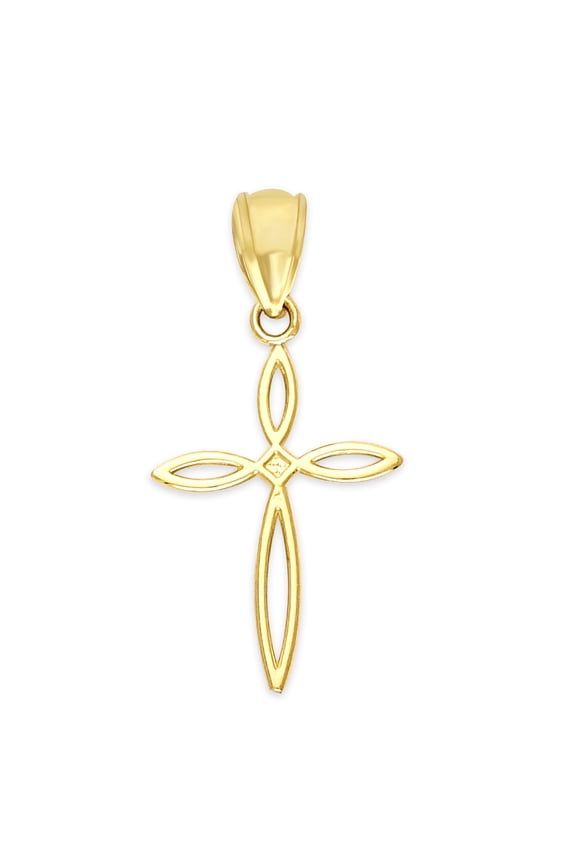 Solid 10k Gold Dainty Feminine Cross, Christian Jewelry, Religious Gifts for Her