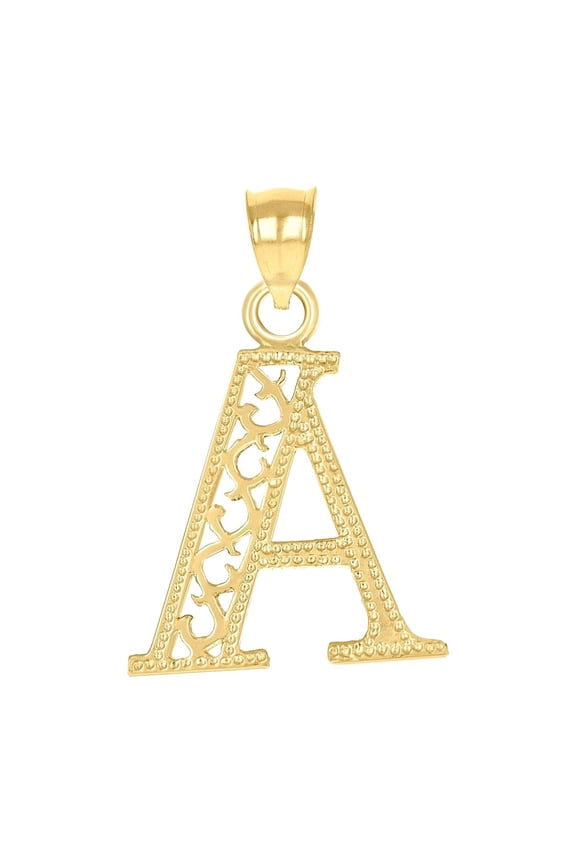 10k Gold Dc Mens Letter a Height 23.7mm X Width 15mm Initial Charm Pendant Necklace for Men