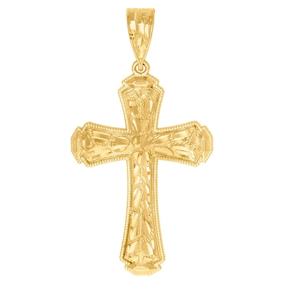 10k Gold Dc Nugget Mens Cross Height 61.9mm X Width 32.1mm Religious Charm Pendant Necklace for Men