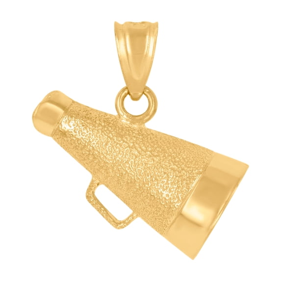 10k Gold Dc Textured Unisex Loud Speaker Height 16.4mm X Width 17.5mm Tools Charm Pendant Necklace Pendant for Women
