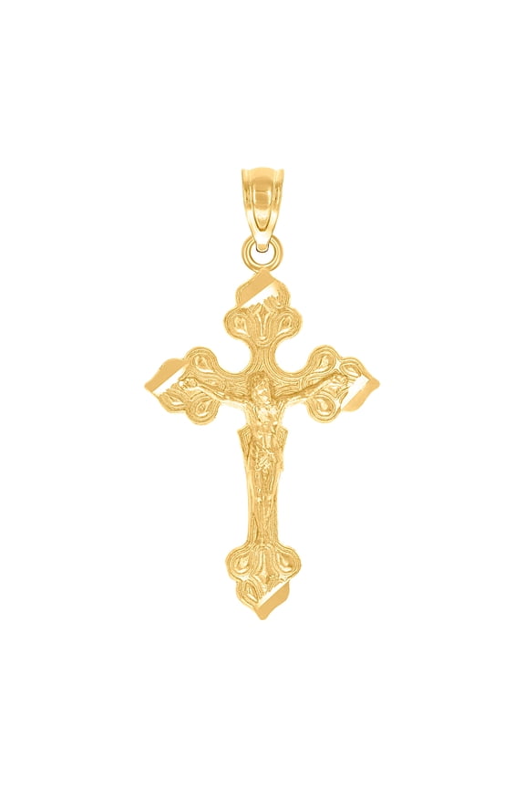 10k Solid Yellow Gold Dc Unisex Cross Crucifix Height 31.8mm X Width 16.7mm Religious Charm Pendant Necklace Pendant for