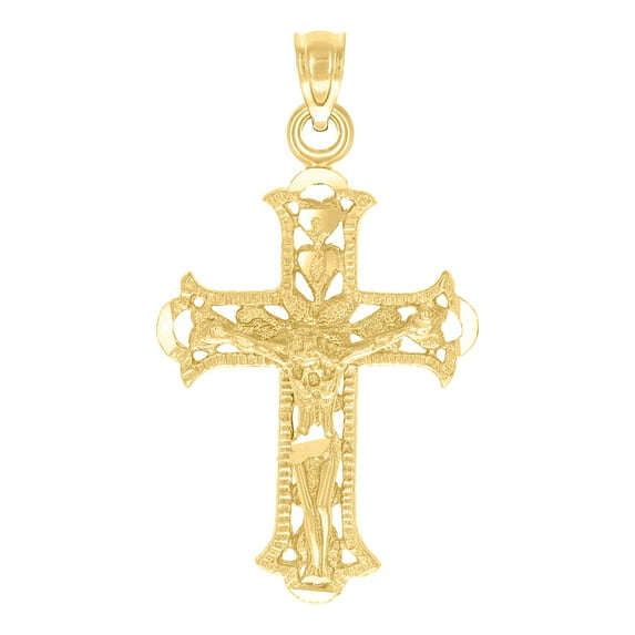 10k Gold Dc Unisex Cross Crucifix Height 33.3mm X Width 17.8mm Religious Charm Pendant Necklace Pendant for Women