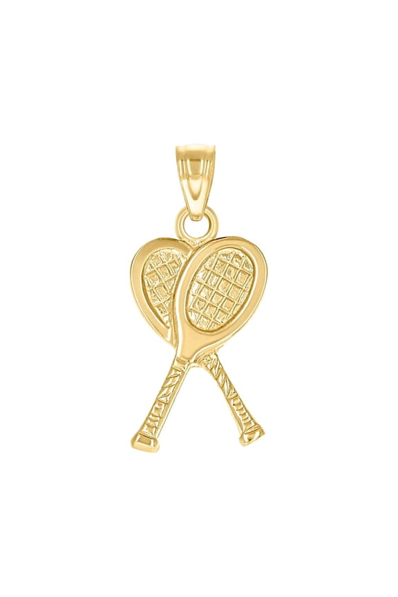 10k Gold Dc Unisex Tennis Racquets Height 23.1mm X Width 10.2mm Sports Charm Pendant Necklace Pendant for Women