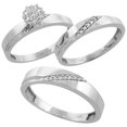 thumbnail image 1 of 10k Gold Diamond Trio Engagement Wedding Ring Set for Him and Her 3-piece 4.5 mm & 3.5 mm 0.13 cttw size 9.5, 1 of 2