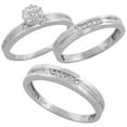thumbnail image 1 of 10k Gold Diamond Trio Engagement Wedding Ring Set for Him and Her 3-piece 4 mm & 3.5 mm 0.13 cttw size 7, 1 of 2