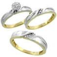 thumbnail image 1 of 10k Gold Diamond Trio Engagement Wedding Ring Set for Him and Her 3-piece 5 mm & 3.5 mm 0.11 cttw size 8.5, 1 of 3