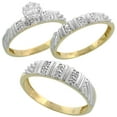 thumbnail image 1 of 10k Gold Diamond Trio Engagement Wedding Ring Set for Him and Her 3-piece 5 mm & 3.5 mm 0.14 cttw size 5.5, 1 of 2