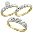 thumbnail image 1 of 10k Gold Diamond Trio Engagement Wedding Ring Set for Him and Her 3-piece 5 mm & 4 mm 0.10 cttw size 6, 1 of 2