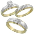 thumbnail image 1 of 10k Gold Diamond Trio Engagement Wedding Ring Set for Him and Her 3-piece 7 mm & 5.5 mm 0.09 cttw size 9.5, 1 of 2