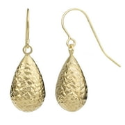 FREMADA KoolJewelry 10k Gold Diamond-cut Pear Drop Earrings