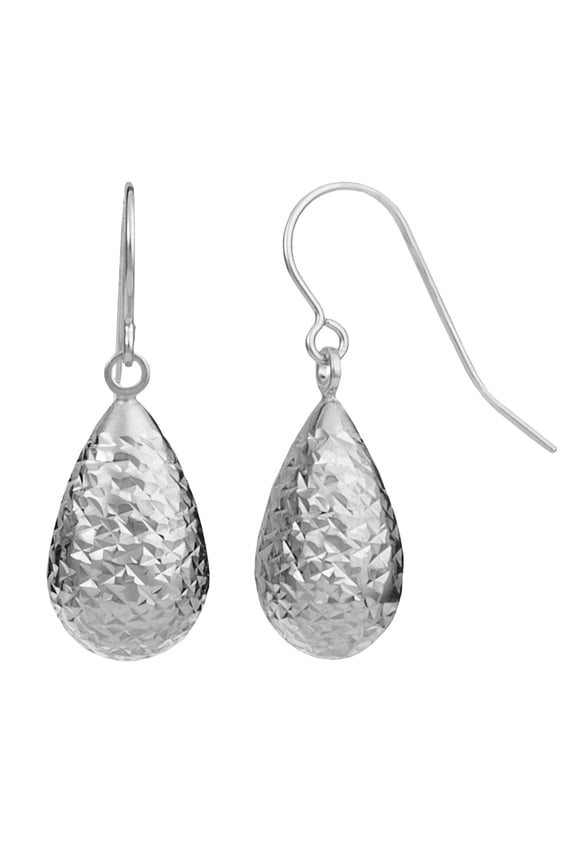 KoolJewelry 10k Gold Diamond-cut Pear Drop Earrings