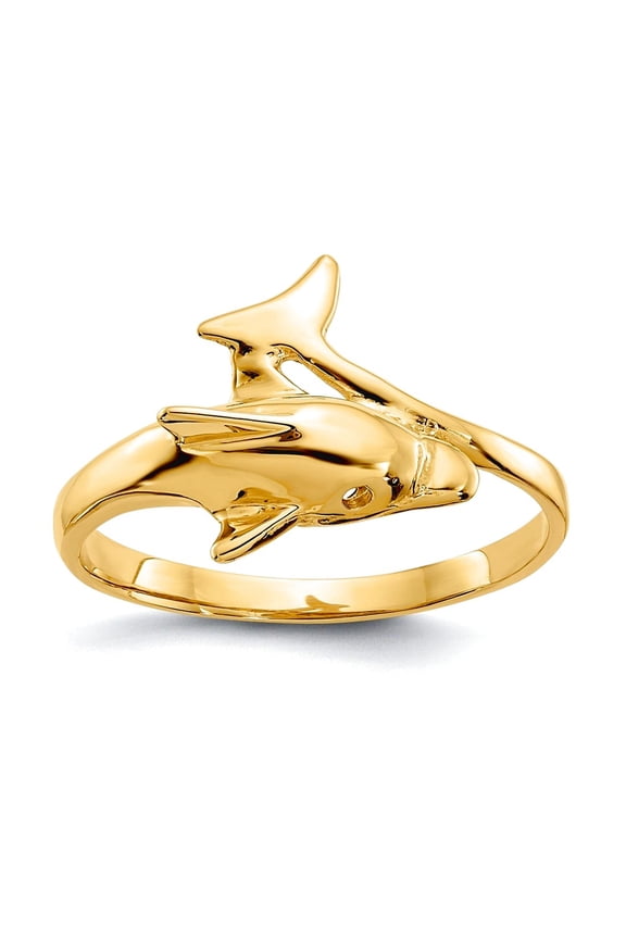 10k Solid Yellow Gold Dolphin Ring Size 6.00 Ring for Women - 1.5 Grams