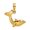 thumbnail image 1 of 10k Gold Dolphin-tail Up High Polish and Textured Charm 19.25x17mm Wide Pendant Necklace for Women, 1 of 2