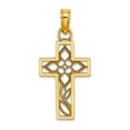 thumbnail image 1 of 10k Solid Yellow Gold Flower In Religious Faith Cross Charm 16.8mm Long Pendant Necklace for Women, 1 of 2