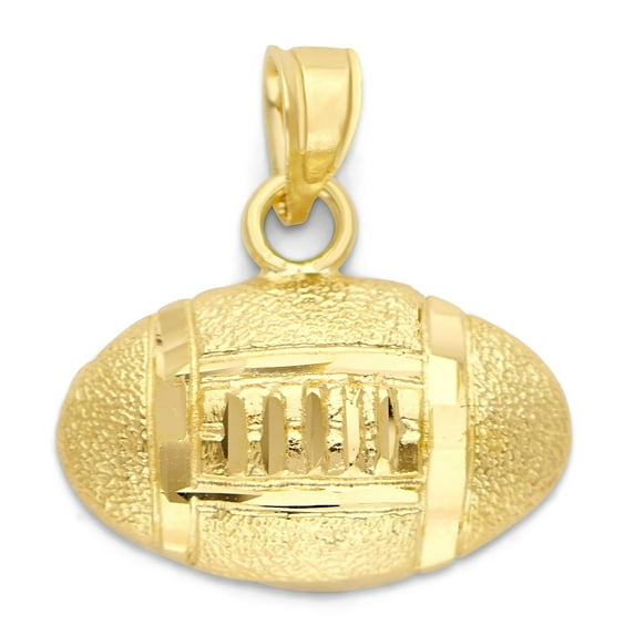 Golden Fire Solid 10k Football Pendant - Sports Jewelry Gifts for Him