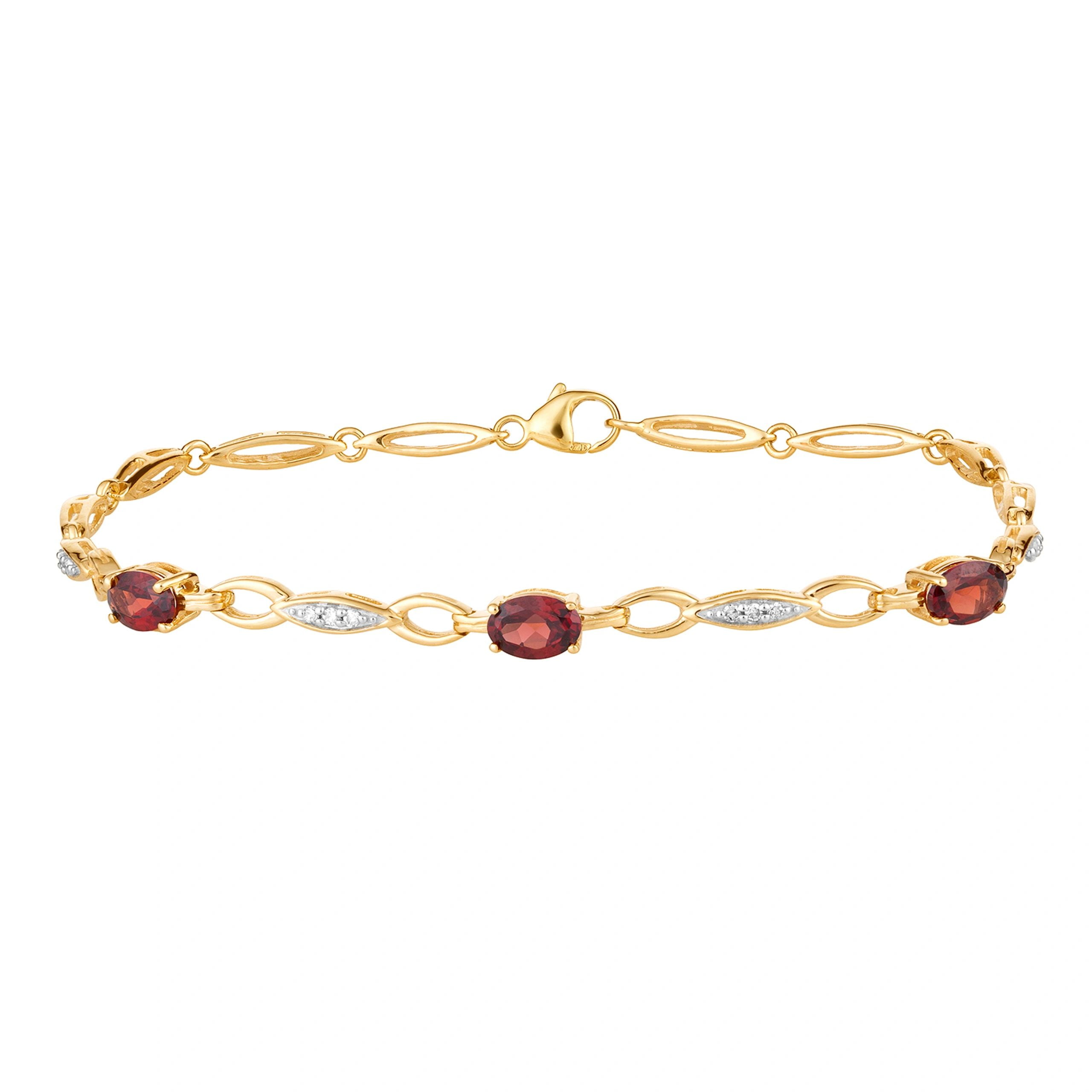 10k Gold Garnet & 1/10 Carat T.W. Diamond Bracelet