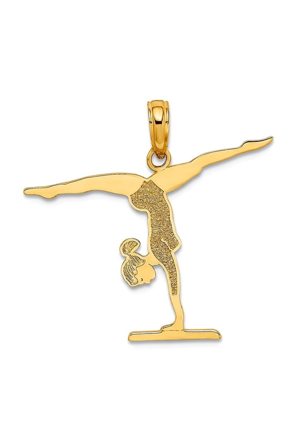 10k Gold Gymnastics Floor Pendant Necklace 24.4x25.9mm Wide Pendant for Women - .7 Grams